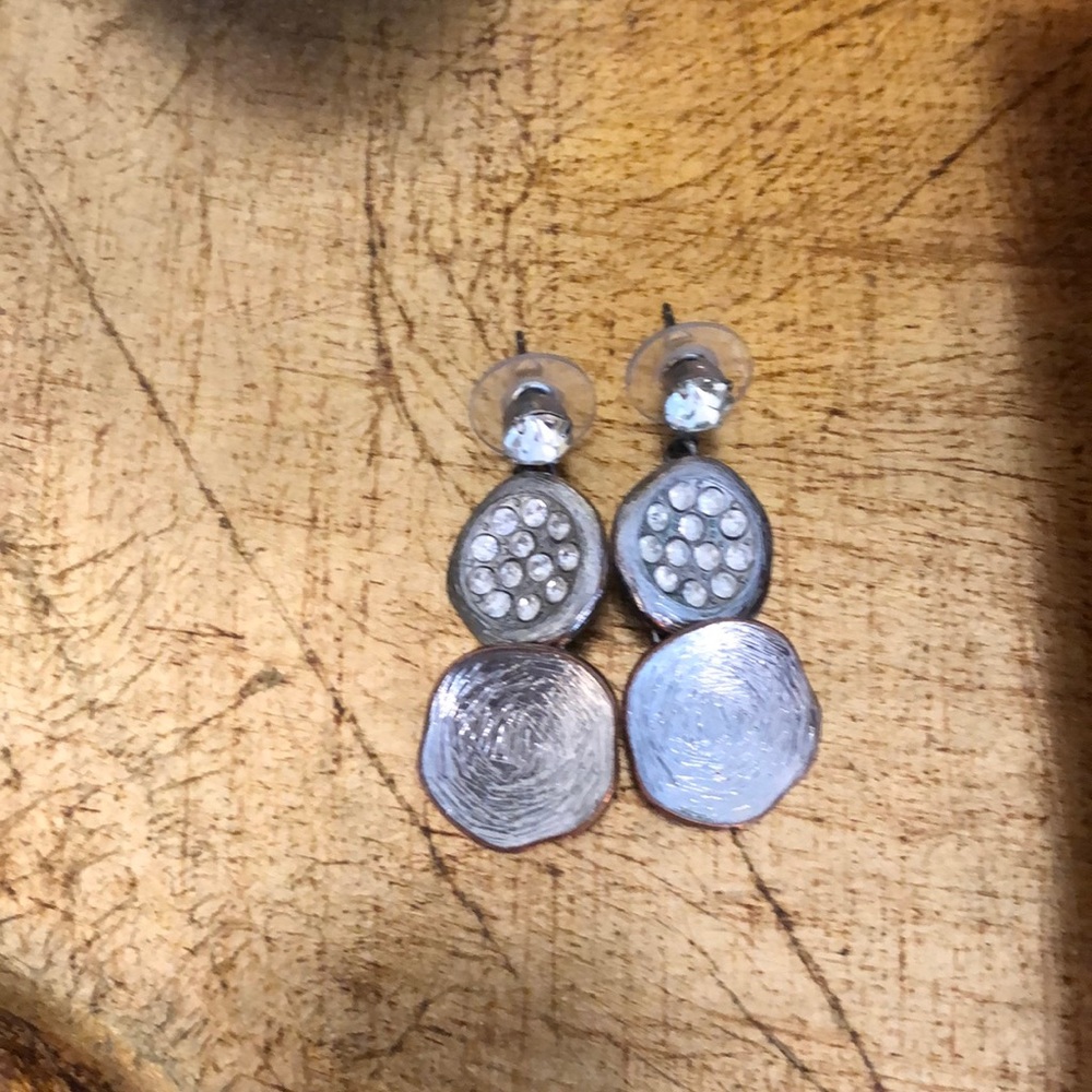 Rhinestone Disc Silver Earrings